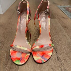 Stuart Weitzman Vibrant Multicolor Strappy Heels